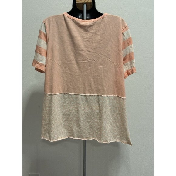 Cato Womans Size XL Blouse Striped Short Sleeve Boho Peasant Lace Insert - Picture 5 of 10